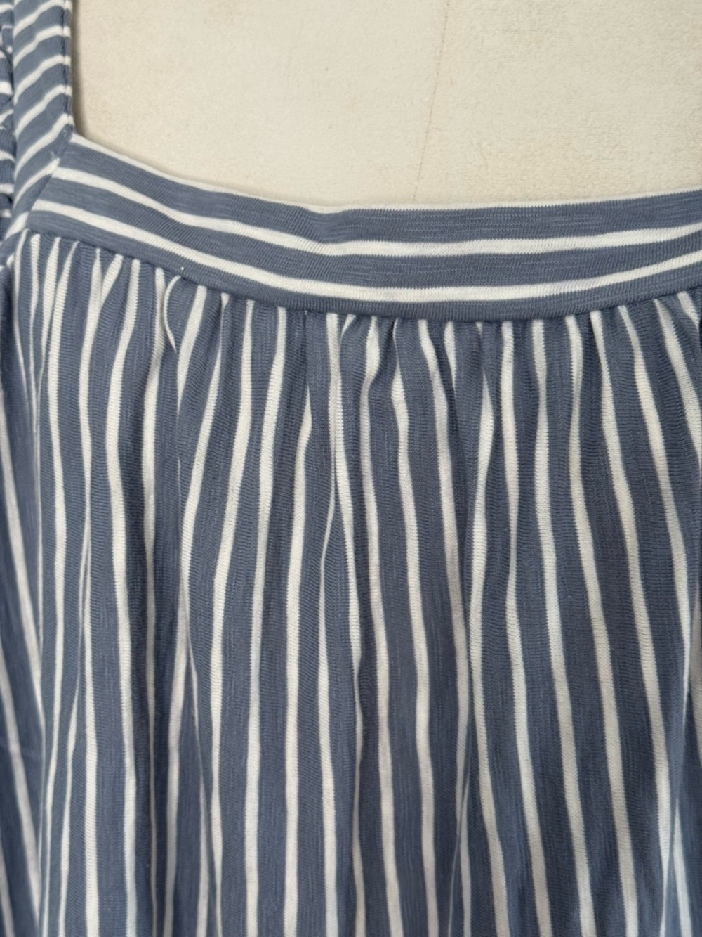 2x , 3x. LC Lauren Conrad Blue and White Striped Ruffle Sleeve Tank - Picture 6 of 10